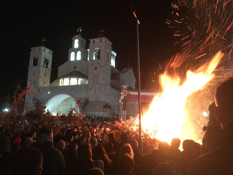 The lighting of the badnjak on Orthodox Christmas